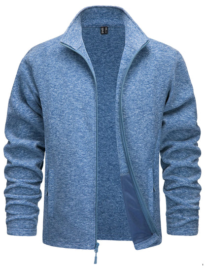 TACVASEN Men’s Lightweight Fleece Jacket - Full Zip Spring Casual Outdoor Sportswear with Pockets & Stand Collar