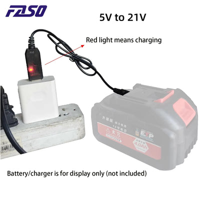 5V to 21V Boost Cable - USB DC Adapter Charging Cable for 21V Battery Power Supply