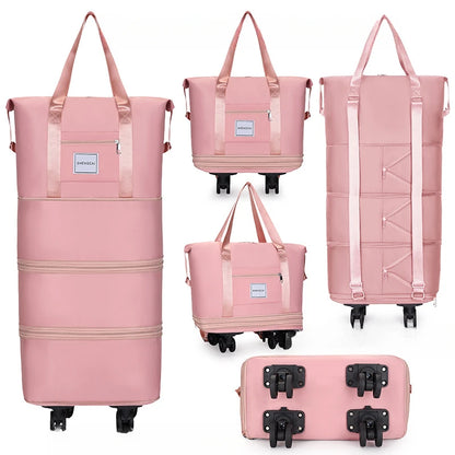 Large Capacity Travel Backpack with Wheels – Portable Double-Layer Luggage Bag, Universal Detachable Storage for Checked Travel