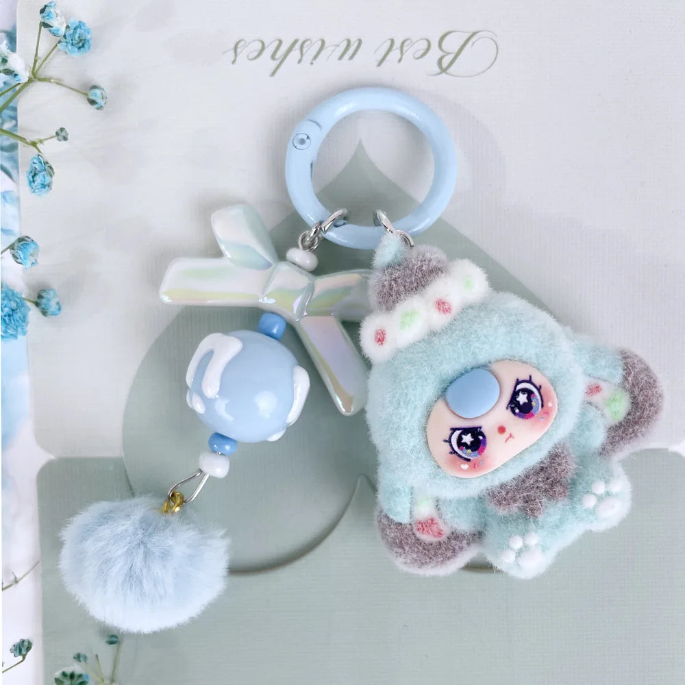 Kawaii Baby Three Cartoon Keychain - Mini Doll Bag Pendant, Cute DIY Accessory & Decorative Gift