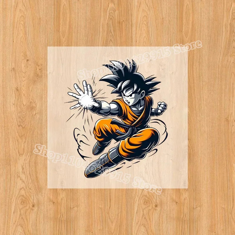 Dragon Ball Goku Heat Transfer Sticker – DIY Anime Iron-On Patch for T-Shirts & Sweatshirts