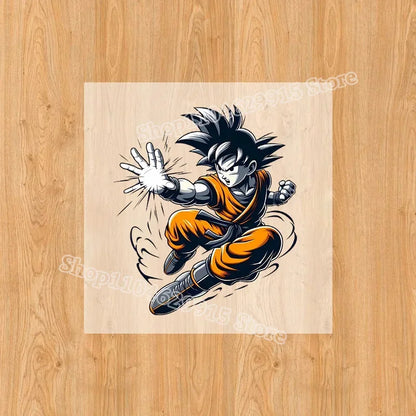 Dragon Ball Goku Heat Transfer Sticker – DIY Anime Iron-On Patch for T-Shirts & Sweatshirts