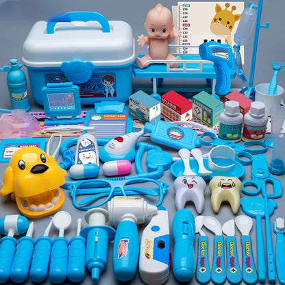 WizKidz Doctor Nurse Role Play Set - Medical Tools with Stethoscope & Injectors, Pretend Play Trolley Box, Ideal Gift for Kids