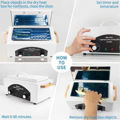 300W Metal Tools Sterilizer - High Temperature Dry Heat Sterilizer for All Metal Nail Tools