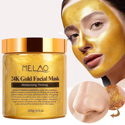 MELAO 24K Gold Collagen Face Mask – Moisturizing & Brightening Facial Treatment for Glowing Skin