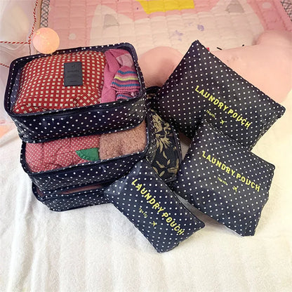 6PCS Travel Storage Bag Set – Clothes Organizer, Wardrobe Pouches & Packing Cubes for Suitcases