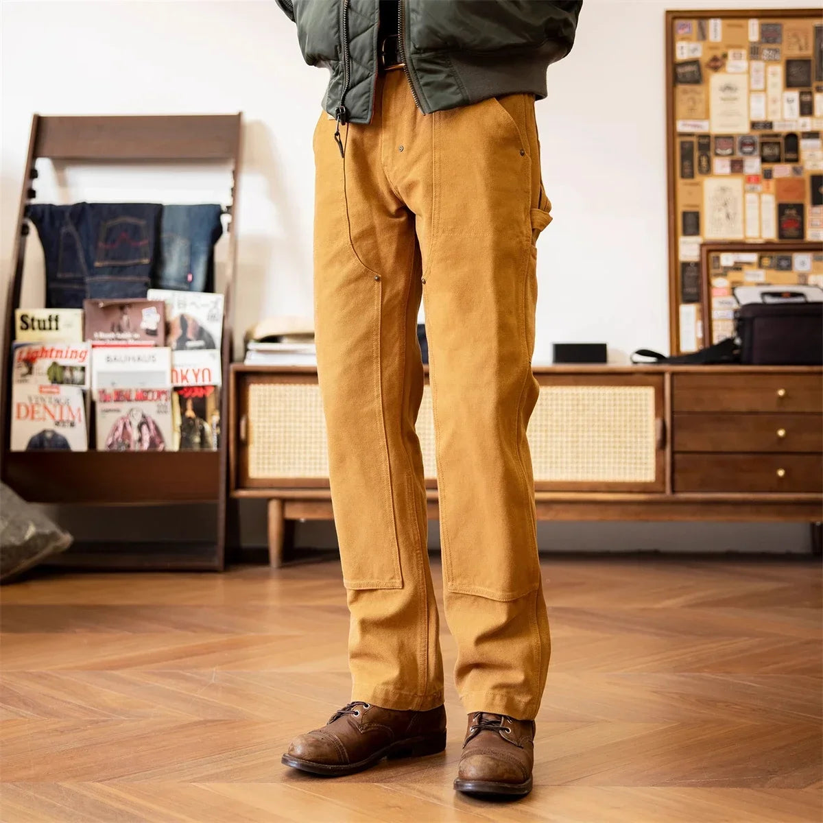 Red Tornado 14oz Duck Work Pants - Double Front Carpenter Dungaree Trousers for Men
