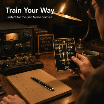 Portable Morse Code Trainer Card - Mini LED Electronic Code Learning & Practice Tool