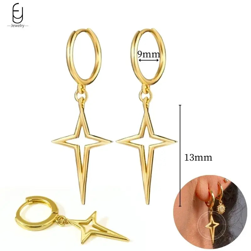 925 Sterling Silver Gold Tassel Earrings - Vintage Crystal Long Chain Hoop Jewelry for Women