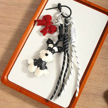 Leather Dachshund Bag Pendant - Creative Dog Keychain & Car Keyring Charm Gift