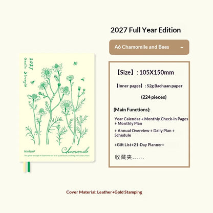 Kinbor 2027 A5/A6 Planner Notebook - Full-Year Daily Journal & Monthly Agenda for Time Management