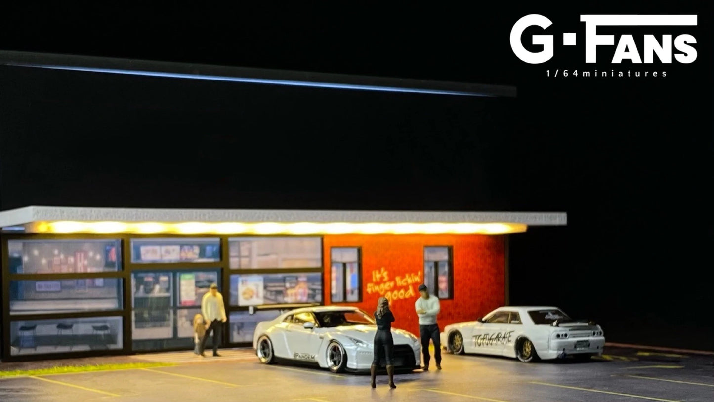 GFans 1:64 Scale Diorama Car Garage Model – LED Lighted Parking Lot DIY City Set for Collection & Display Gifts