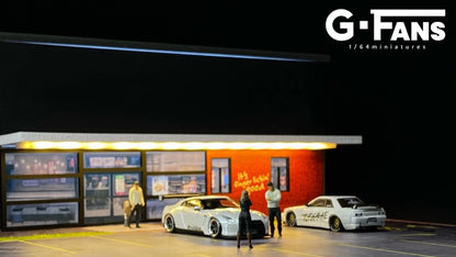 GFans 1:64 Scale Diorama Car Garage Model – LED Lighted Parking Lot DIY City Set for Collection & Display Gifts