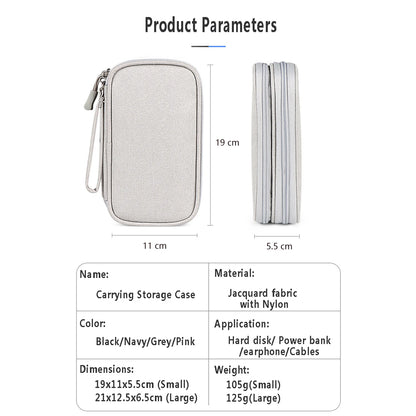 Waterproof Data Cable Storage Bag: Portable Travel Organizer with Double Layers - Carry Case for Cable Cord, USB Charger