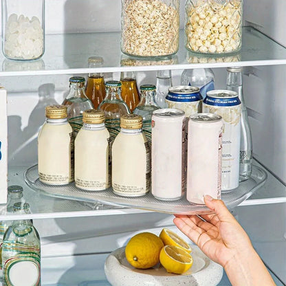 360° Rotating Refrigerator Storage Tray - Kitchen Spice Jar Organizer Turntable for Easy Access & Space-Saving Storage