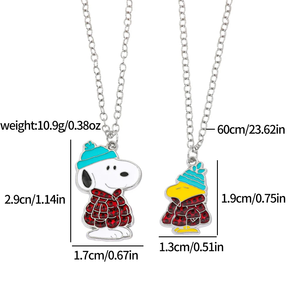 Snoopy Dog Pendant Necklace - Yellow and White Kawaii Sweater Chain Couple Fashion Gift Accessory