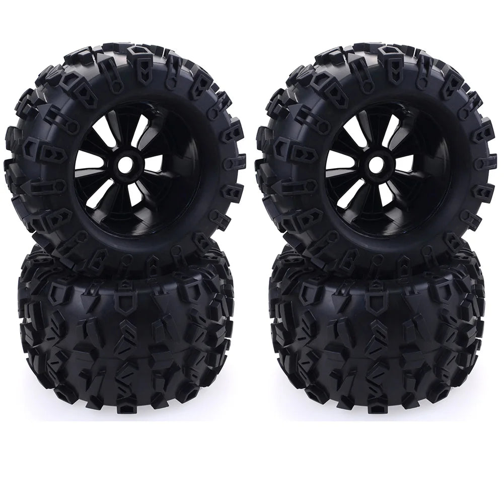 4pcs 1/8 Scale 17mm Hex RC Truck Tires & Wheels Set – Glued for Traxxas Maxx, Tmaxx, E-Revo, Revo 3.3, JLB Cheetah Monster