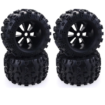 4pcs 1/8 Scale 17mm Hex RC Truck Tires & Wheels Set – Glued for Traxxas Maxx, Tmaxx, E-Revo, Revo 3.3, JLB Cheetah Monster
