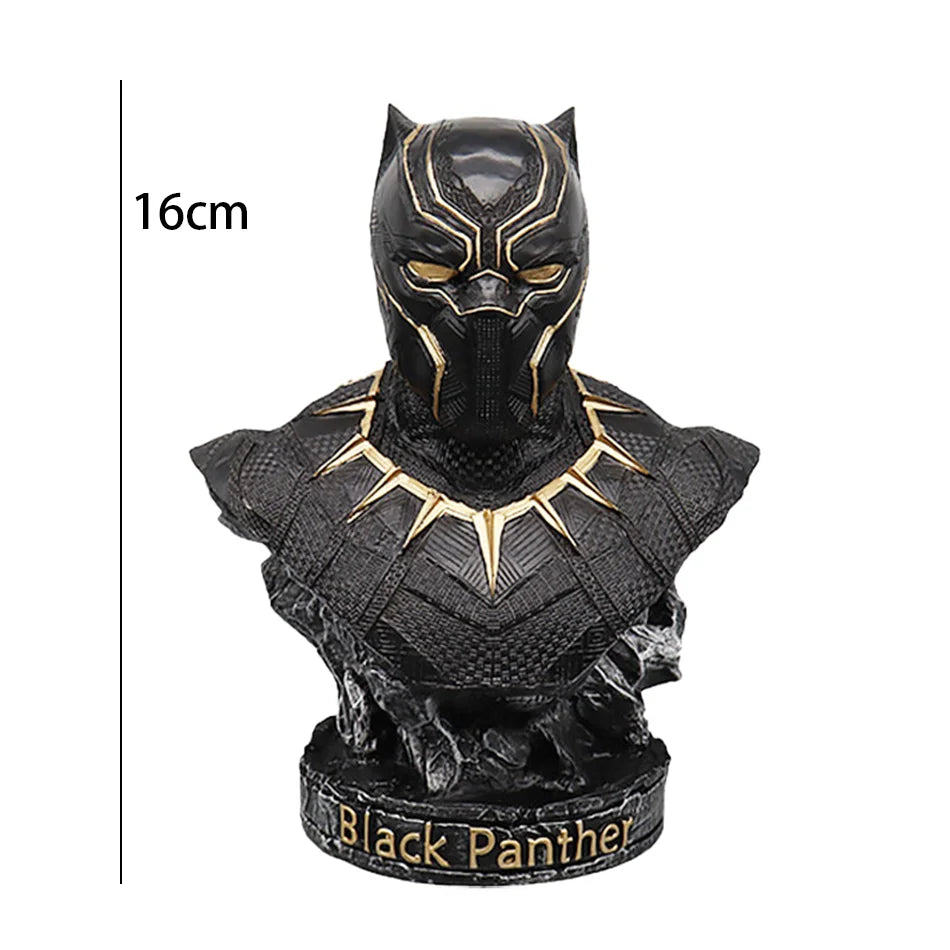 16CM Iron Man Panther Bust - Marvel Avengers Anime Figure Statue, Large Resin Living Room Ornament, Collectible Gift Toy