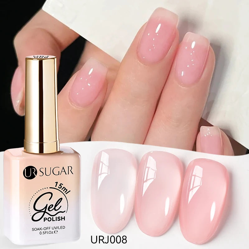 UR SUGAR 15ml Jelly Milky White Gel Polish – Translucent UV Soak Off Nail Art Varnish Semi-Permanent Fashion Nail Color