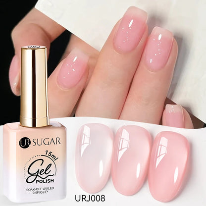 UR SUGAR 15ml Jelly Milky White Gel Polish – Translucent UV Soak Off Nail Art Varnish Semi-Permanent Fashion Nail Color