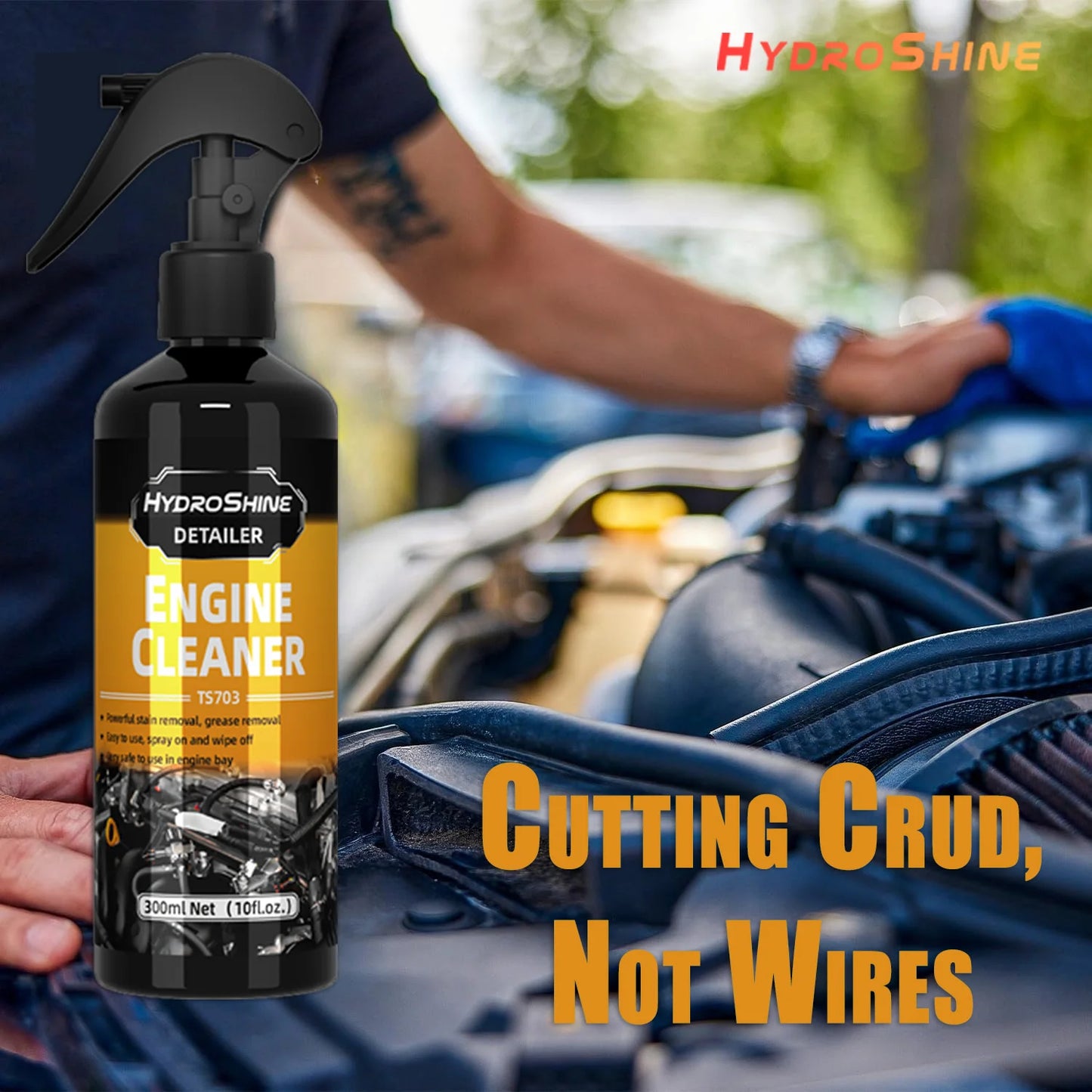 Hydroshine Engine Bay Cleaner Spray - Powerful Oil, Dust & Dirt Remover for Car Engine Compartment Cleaning