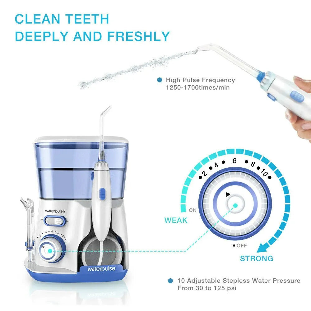 Waterpulse V300G Oral Irrigator: Electric Dental Water Flosser with 5 Tips - 800ml Capacity for Oral Hygiene & Care