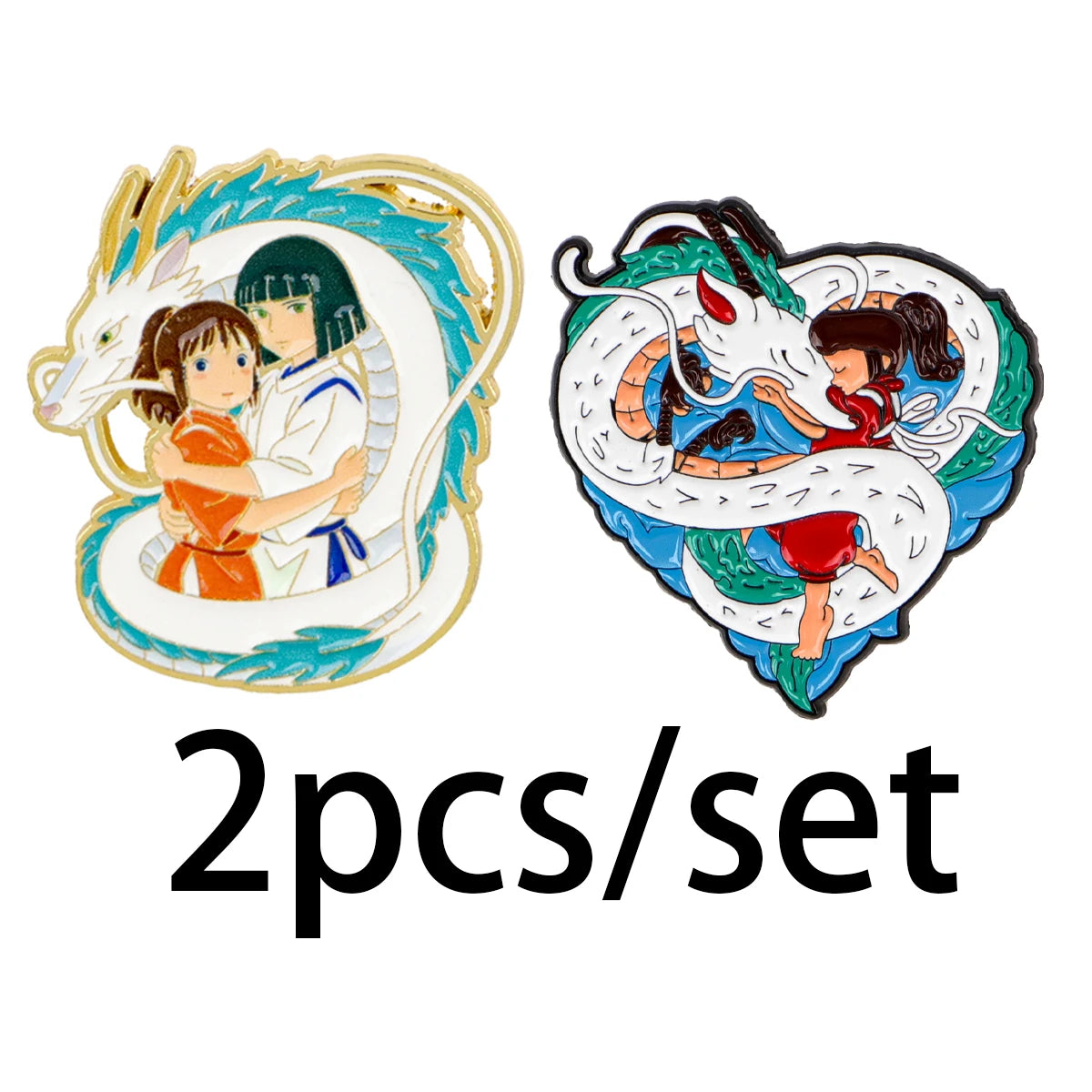 2-Piece Cool Dragon Enamel Pin Set - Cartoon Anime Lapel Brooches for Coats, Fashion Accessories and Gifts for Friends