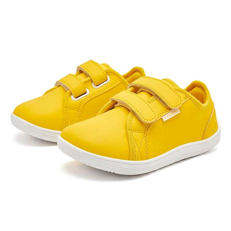 HOBIBEAR Kids Barefoot Shoes – Wide Toe Minimalist Lightweight Sneakers with Hook & Loop Artificial Leather for Boys and Girls