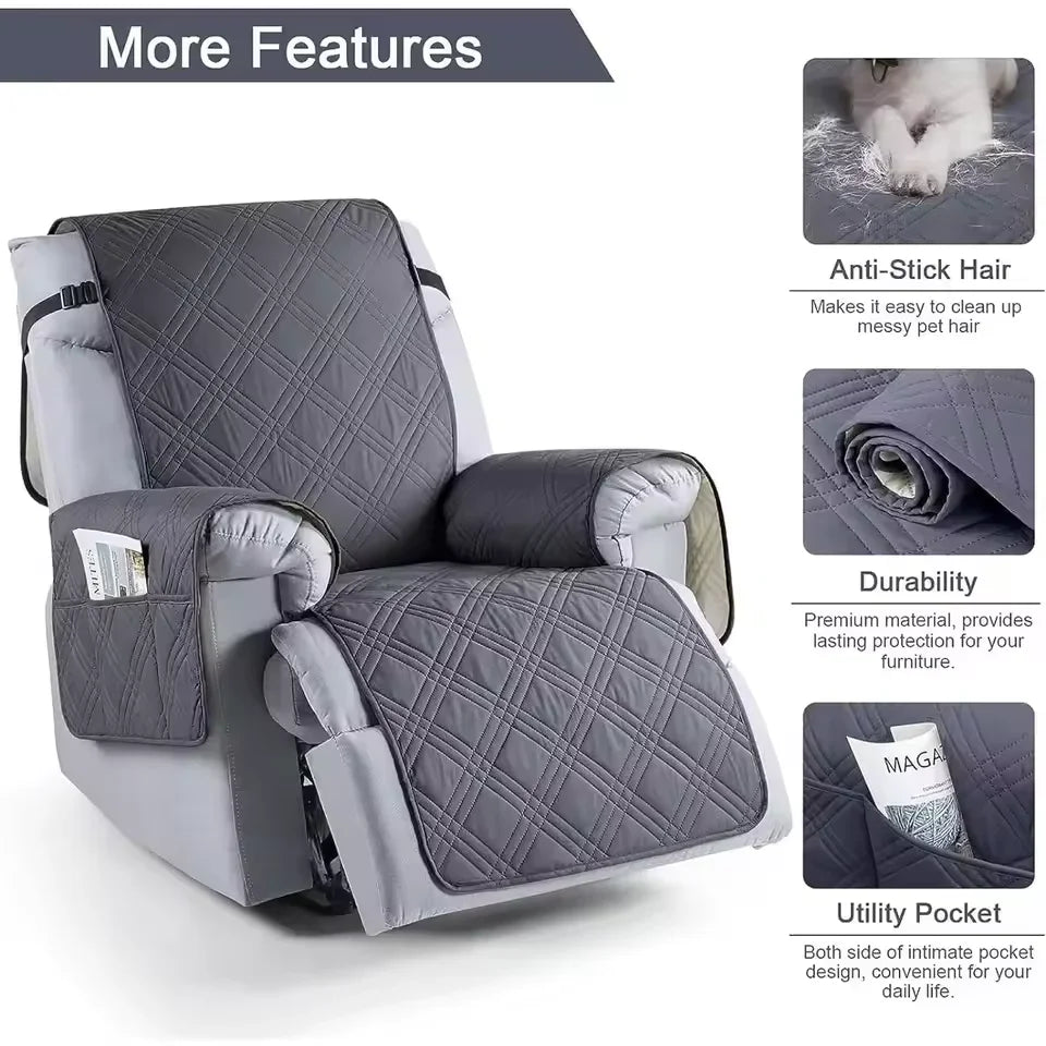 100% Waterproof Recliner Chair Cover – Non-Slip Recliner Slipcover with Pocket for Bedroom, Office & Living Room