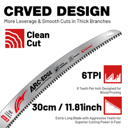 EZARC 9''/12''/15'' Reciprocating Saw Blades 6TPI Arc Tooth – Heavy Duty Pruning Blades for Tree Trimming & Wood Cutting Tool Accessories