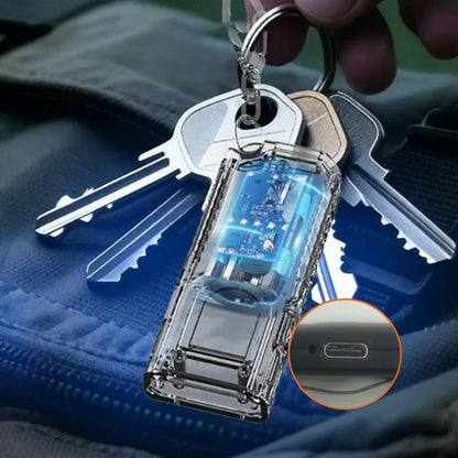 USB Rechargeable Keychain Flashlight - Mini COB Work Light for Camping, Walking & Everyday Carry
