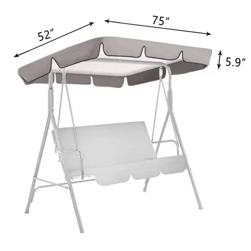 Outdoor Swing Canopy Cover - UV Waterproof 3 Seater Chair Top Replacement Shade for Patio, Yard & Hammock Seats