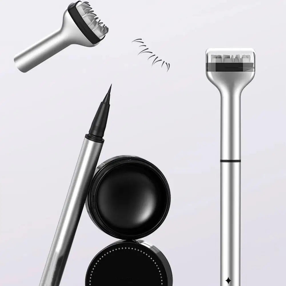 Dezone Lower Eyelashes Stamp Pen - Black/Brown Waterproof, Sweatproof 3 in 1 Korean Makeup for Natural-Looking Eyelashes