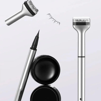 Dezone Lower Eyelashes Stamp Pen - Black/Brown Waterproof, Sweatproof 3 in 1 Korean Makeup for Natural-Looking Eyelashes