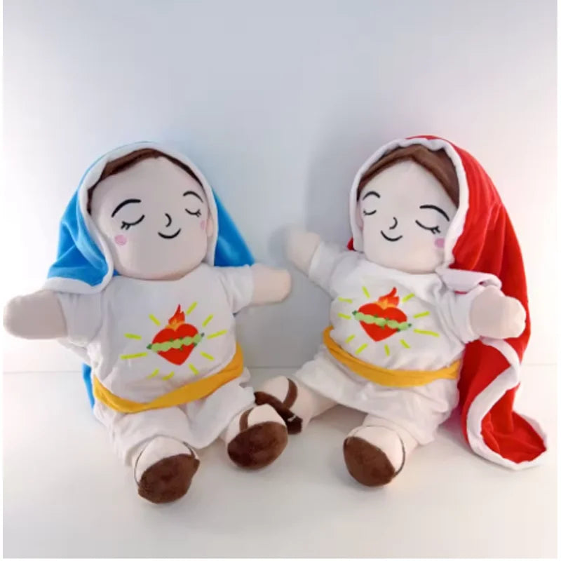 Maria Blue Breathing Jesus Doll – Remote Control Light & Music Toy, Easter & Christmas Gift for Boys and Girls