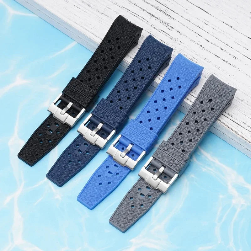 Curved End Strap for Swatch X Blancpain Fifty Fathoms – 22mm Waterproof Liquid Silicone Watch Band for Men & Women