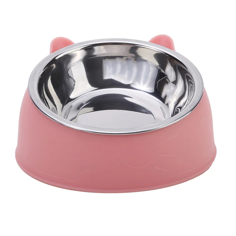 Stainless Steel Cat Food Bowl - Inclined Feeding Bowl for Cats and Puppies