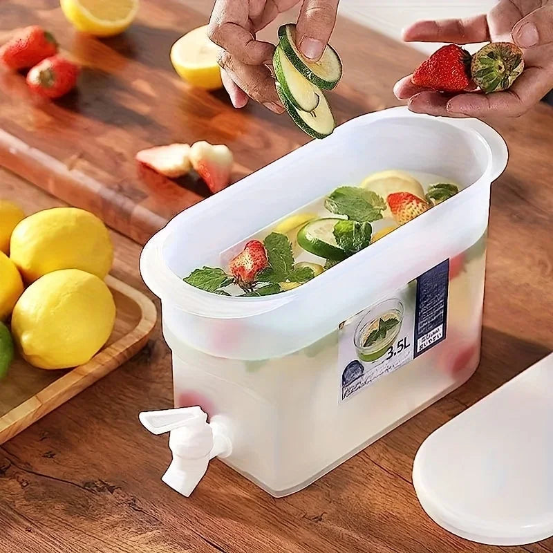 Large Capacity Refrigerator Drink Dispenser - Easy-Pour Spout Pitcher for Lemonade, Fruit Water & Beverages