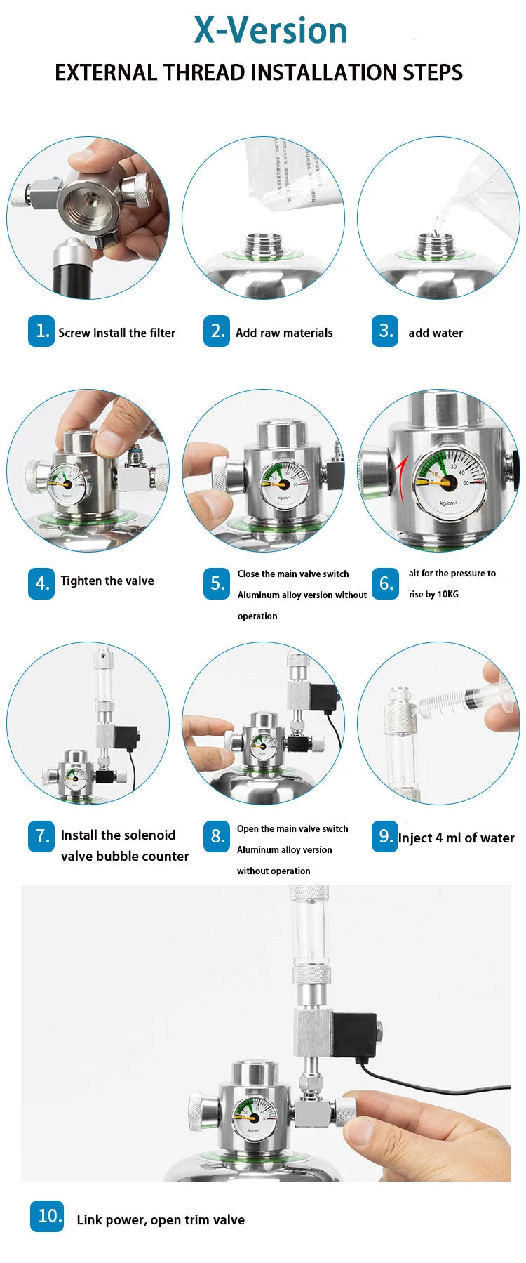 Aquarium DIY CO2 Generator Kit – Stainless Steel CO2 Cylinder & Carbon Dioxide Reactor System for Plants & Fish Tanks