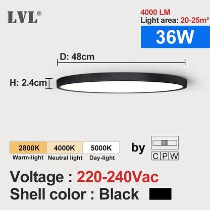LVL LED Ceiling Light – 3-in-1 Wood Grain & White Round Flush Lamp for Kitchen, Bedroom & Bathroom