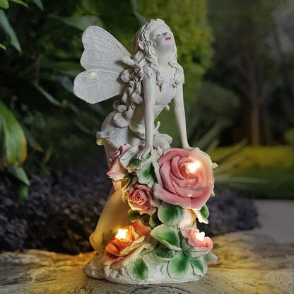 Waterproof Solar Flower Fairy Night Light – Angel Girl Statue for Outdoor Garden & Courtyard, Home Decoration Sculpture