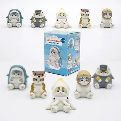 Mofusand Marine Animal Cat Figures - Cute Blind Box Collectibles and Desk Ornaments Gift Set