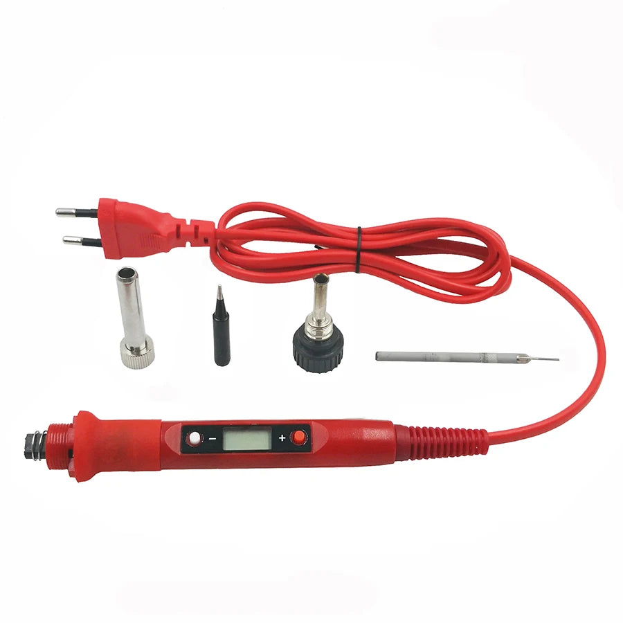 80W Digital Electric Soldering Iron Kit – Adjustable Temperature LCD Display Welding Tool Set (110V/220V) with Replaceable Tips