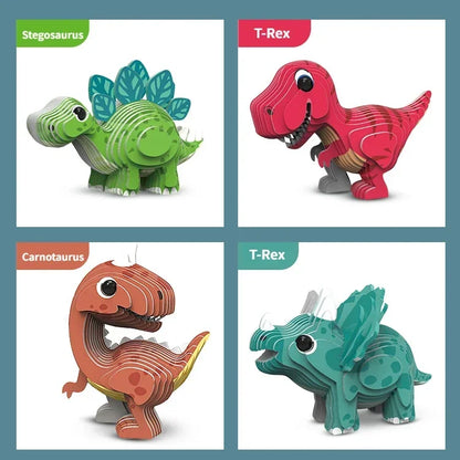 Children’s 3D Animal & Dinosaur Puzzle Set – Early Education Intelligence Toy for Kids Ages 3-6, Kindergarten Learning Model Kit