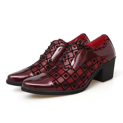 Men’s High Heel Oxford Shoes - Pointed Toe Luxury Leather Formal Business Wedding and Party Dress Shoes