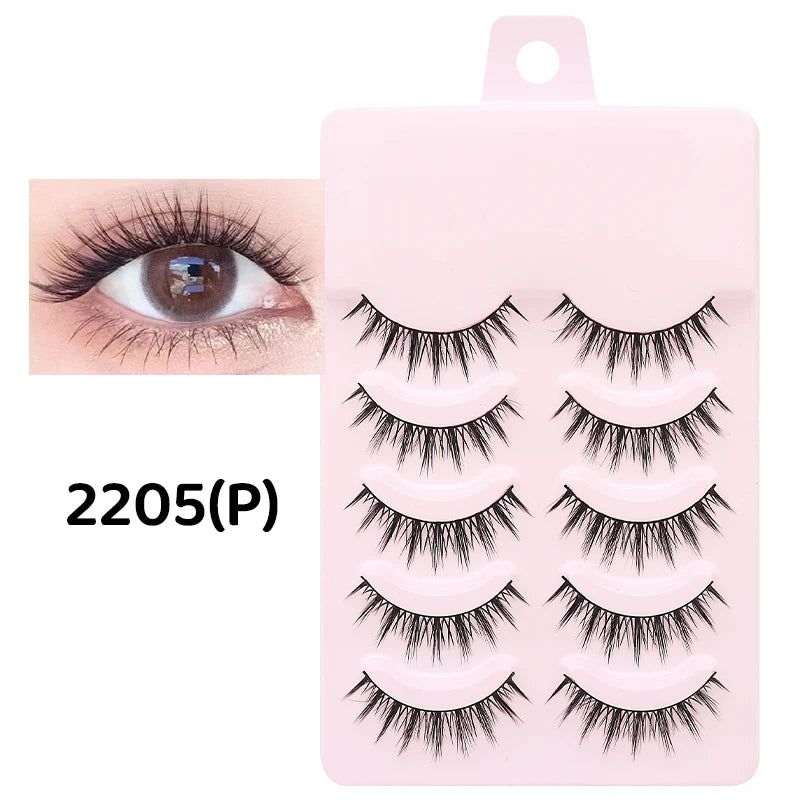 DINGSEN 5 Pairs Manga Style False Eyelashes — Soft, Natural, Long Anime Wispy Strip Lashes for Makeup