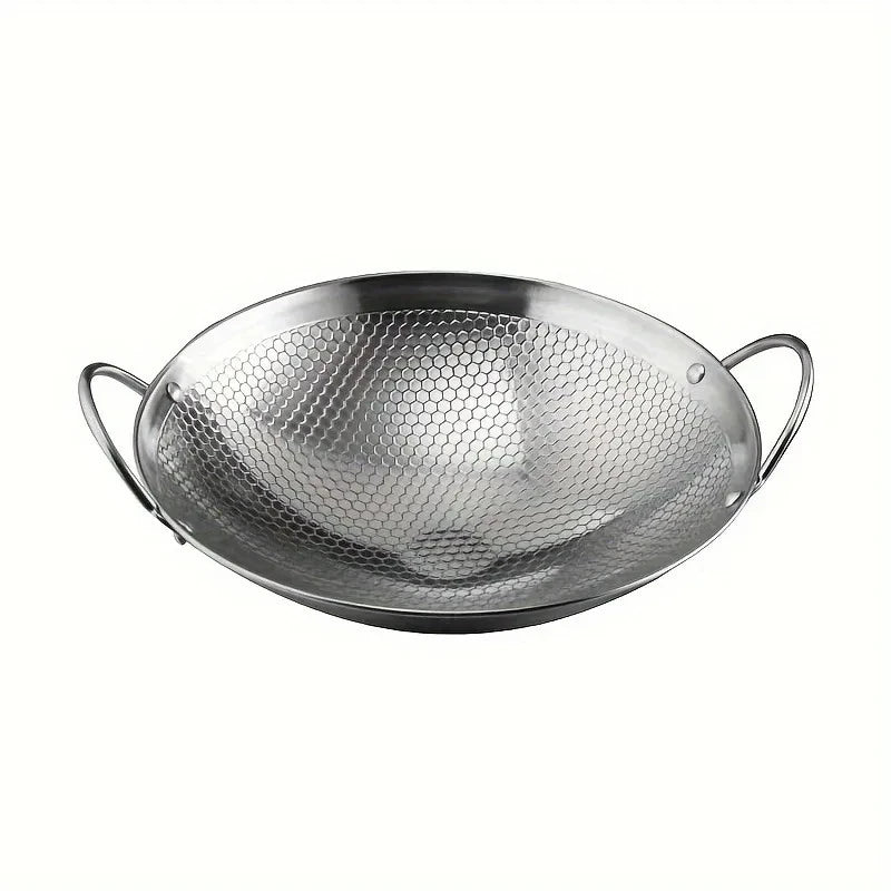 29cm/11inch Stainless Steel Honeycomb Skillet | Non-Stick, Scratch-Resistant Cooking Pan for Pasta, Steak, Porridge, Ramen