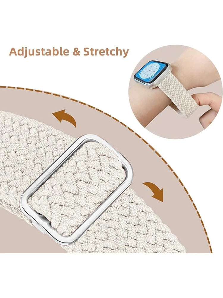 Elastic Braided Solo Loop Apple Watch Band – Adjustable Stretch Strap for Series SE, 5–11 & Ultra 3 (40mm–49mm)