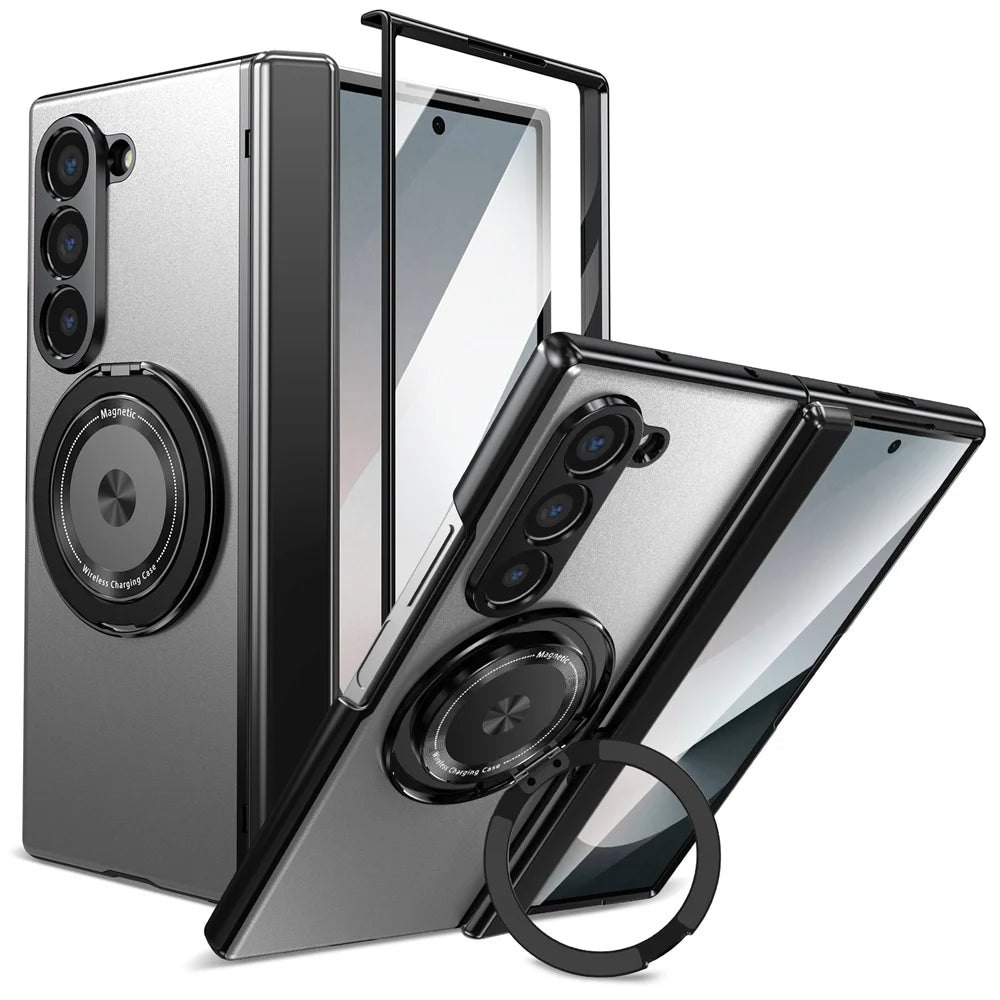 360° Rotating Magnetic Ring Case for Samsung Galaxy Z Fold 6/5/4/3 5G – Hinge Protection Phone Cover with Holder